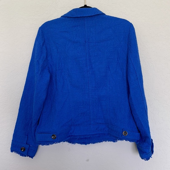 Chico’s Royal Blue Textured Fringe Jacket - Picture 2 of 8